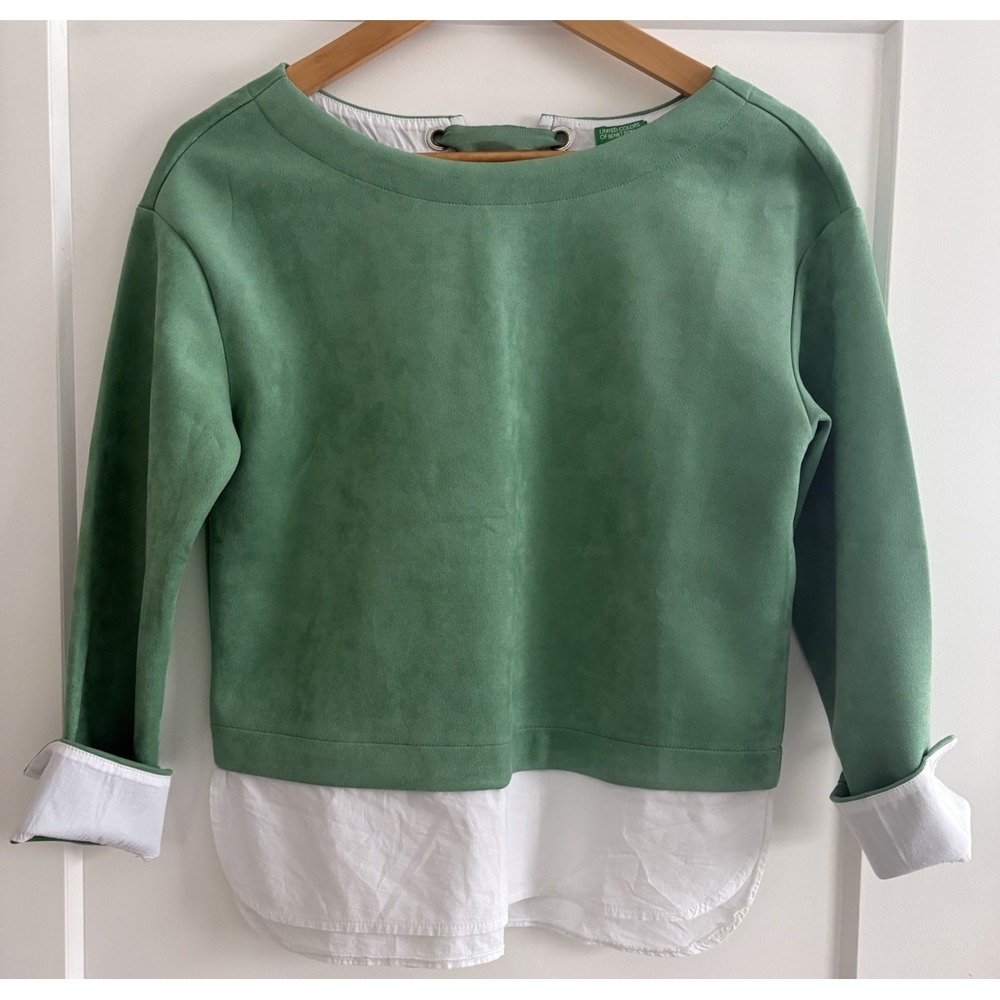 United Colors of Benetton White & Chic Green Effortless Layered-look Back Bow SM - Picture 2 of 14